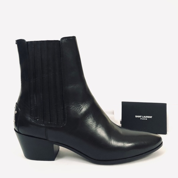 Saint Laurent West 45 Chelsea Leather Ankle Boots - Picture 1 of 11